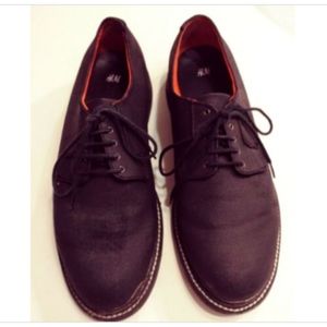 H&M Men's Dress Casual Shoes 9 Black Gray Fabric